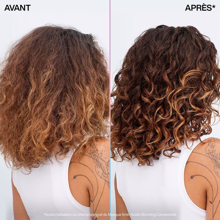 Avant / apr&egrave;s Redken Acidic Bonding Concentrate sur cheveux boucl&eacute;s